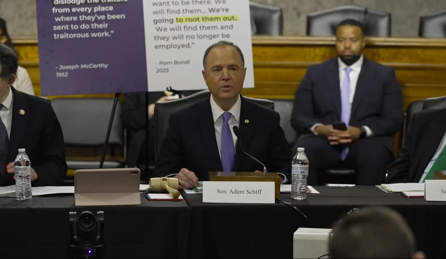 WATCH: Sen. Schiff Warns of Trump Administration's Failure to Uphold the  Rule of Law in Opening Remarks at Bicameral Spotlight Hearing